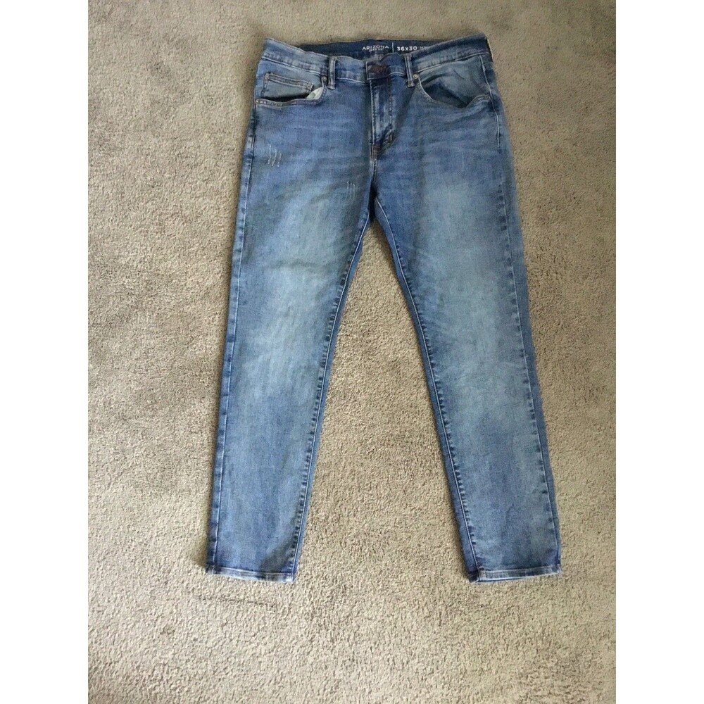 Arizona Jeans Mens Sz 36x30 Skinny Fit Medium Wash Distressed Top